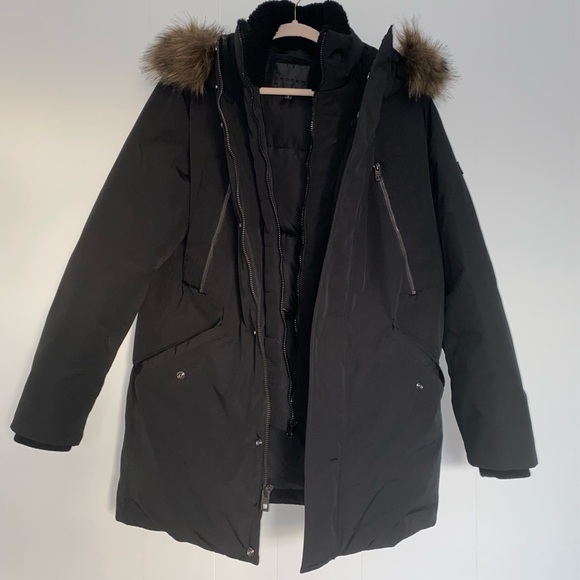 ANDREW MARC Ventura Lamb Fur-Lined & Faux Fur-Trimmed Parka in Black Men’s Sz S - Picture 8 of 16